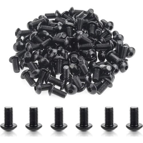 120 Pieces M5 x 10 mm 10.9 Grade Alloy Steel Hex Socket Button Head Cap Bolts, Black Oxide Finish