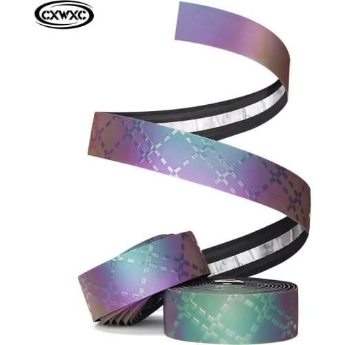 CXWXC 2020 Dazzling Road Bike Handlebar Tapes Reflective Shockproof EVA Bicycle Grips Tape Racing Bike Drop Bar Bandage Wrap