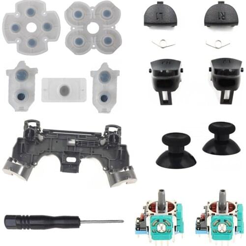 For PS4 Pro JDM 040 V2 Controller Repair Set L1 R1 L2 R2 Trigger Buttons 3D analog Joysticks Thumb Sticks Cap Conductive Rubber