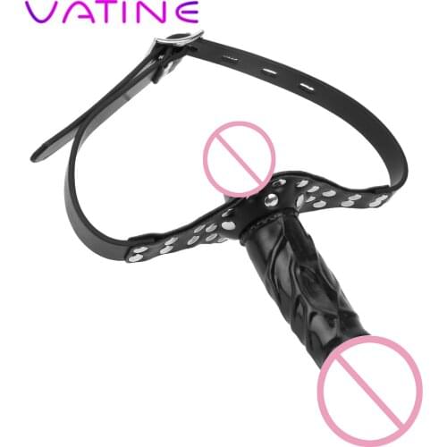 VATINE Double Dildos Mouth Gag Bandage Sex Products Dildo Head Strap On Realistic Penis Sex Toys for Couples Adult Games