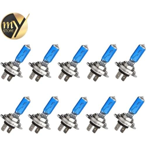 10pcs H7 55W 12V Halogen Bulb Super White Fog Lights High Power Car Headlight Lamp Car Light Source parking 6000K auto