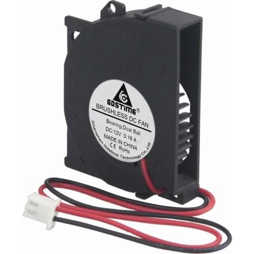 Gdstime 2 Pcs 12 Volts Dual Ball 5cm Turbo Blower 12V DC Centrifugal Cooler Cooling Fan 50mm x 40mm x 10mm 5010B 50*40*10mm