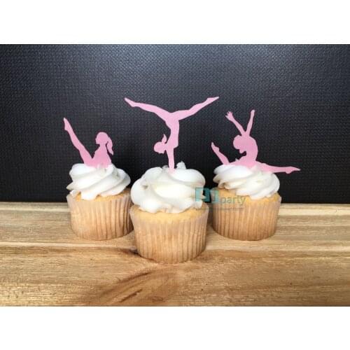 Gymnastics Party cupcake toppers, 12 Birthday Decorations for Cakes, Food safe Wafer Paper and edible inks, Please Read Item Det