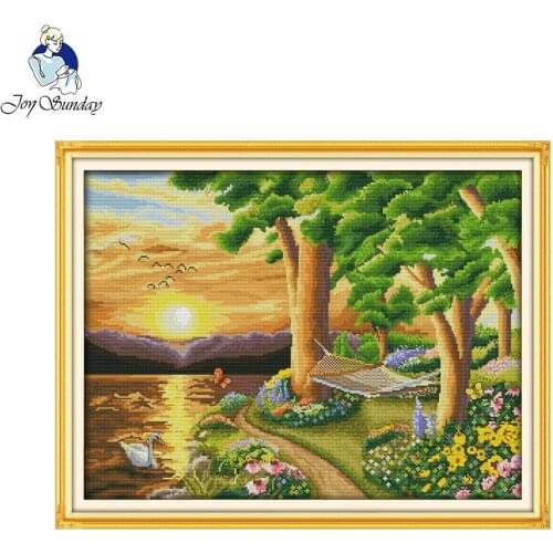 Joy Sunday Free Ship 14CT 11CT Hand Made Cross Stitch Kits Twilight Pattern Needlework Embroidery Cross Stitch Sets Home Decor