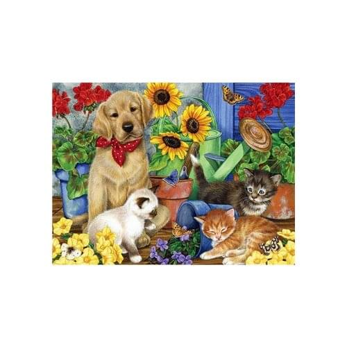 YIKEE diamond painting dog cat Wall Decor Full Square Rhinestone Pasted Diamond Embroidery Pattern Gift k702