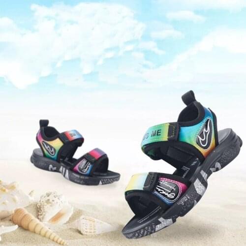 Summer Brand Kids Sandals Boys Girls Beach Shoes Breathable Flat Sandals PU Leather Children Outdoor Shoes