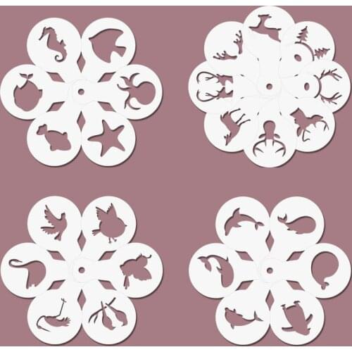 Fancy Cappuccino Latte Coffee Printing Model Art Stencils Thick Cafe Foam Spray Template Cake Mold Spray DIY Coffee Accessories