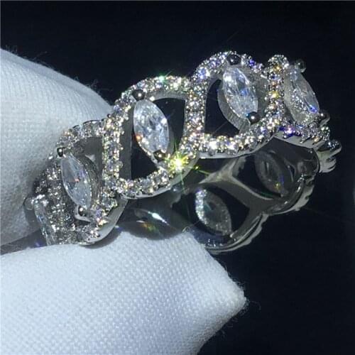 Fashion Unique 100% Real 925 Sterling silver ring Diamond Engagement wedding band rings for women Bridal Finger Jewelry