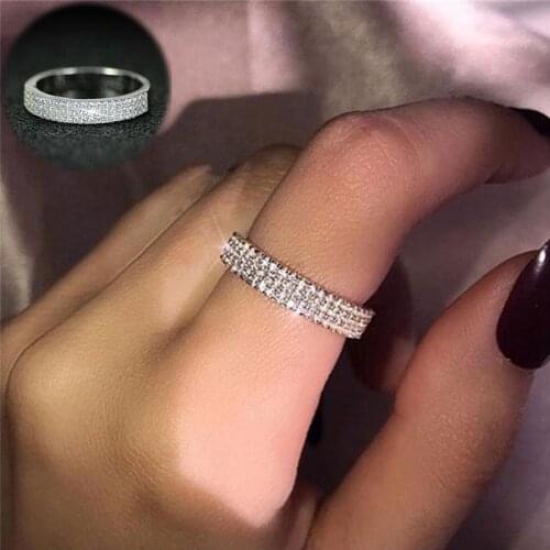 Fashion Rings Women White Sapphire Wedding Ring Round Cut Gorgeous Silver Color Plated Size 6-10