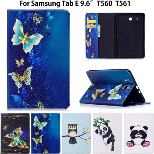 Fashion Animal Flip PU Leather sFor Samsung Galaxy Tab E 9.6 Case For Samsung Galaxy Tab E T560 SM-T560 T561 Smart Cover Cases