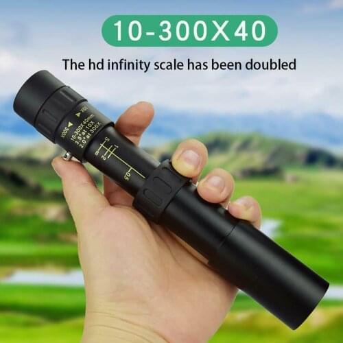 10-300X40 Super Zoom Monocular Telescope HD Powerful Portable Binoculars Zoom High Quality BAK4-Prism Waterproof for Camping