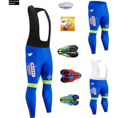 6XL Men Blue Wanty Cycling Bib Pants Long Sleeve Winter 20D Gel Pad Bike Bib Tights Mtb Ropa Ciclismo Moisture Wicking Pants