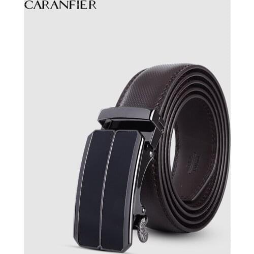 CARANFIER Men Belt Cow Genuine Leather Male Strap Cowskin Automatic Buckle Belts Cowhide Alloy Buckle Men Straps New Waistband