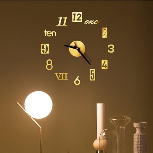 Modern Design Diy Wall Clock 3d Mirror Surface Sticker Home Office Decor Clock Large Wall-clock Sticker Mute Digital 3d Wall Big