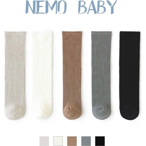 2021 New Childrens Socks Baby Cotton Socks Mid-tube Comfortable Children Stockings Solid Color Without Heel Autumn And Winter