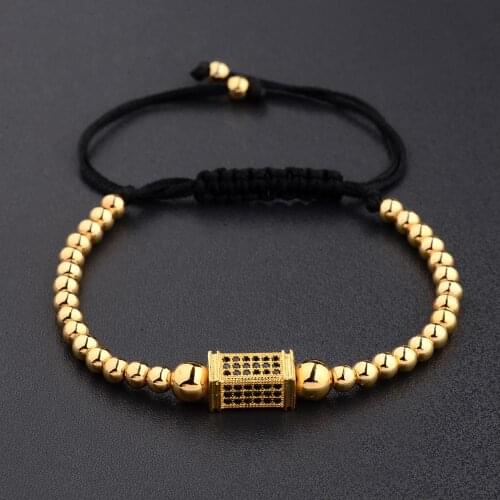 New Fashion Square Copper Bead Bracelet Personality Creation Mens and Womens Braided Bracelet Bracelet