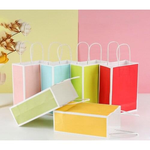 Solid color pink Kraft paper packaging bags bolsitas para bisuteria bolsas de papel bolsas de papel kraft por mayor envio gratis