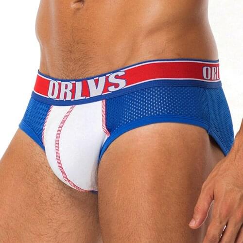 ORLVS Brand 50PC/LOT Wholesale Men Underwear Sexy Gay Briefs Breathable Nylon Male Panties Men Briefs Cueca Tanga Quick Dry