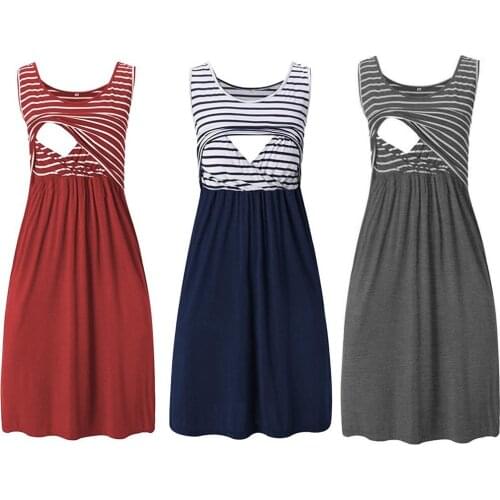 Maternity Dresses Women Pregnant Maternity Stripe Tunic Breastfeeding Summer New Casual Maternity Pregnancy Dress Vestidos