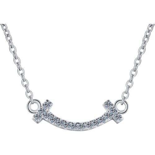 ANZIW 925 Sterling Silver Round Cut Moissanite Diamond Initial Pendant Necklace For Women Classic Pendant Necklace Jewelry Gift