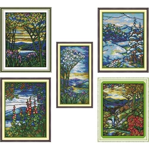 Joy Sunday Scenery Embroidery Needlework Cross-Stitch Kits Stamped Printed Patterns 11CT 14CT Painting Counted crafts Home Decor