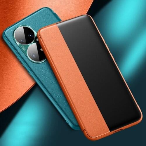 Luxury Leather Flip Case For Huawei P50 Nova 7 SE 8 Pro Cover Translucent Phone Case For Honor 50 View 30 Magic 3 Pro Plus 30S