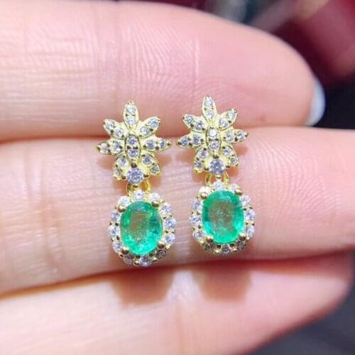 Natural emerald or ruby or sapphire drop earring 925 sterling silver Free shipping 0.5ct*2pcs gemstone Fine jewelry #S9022312