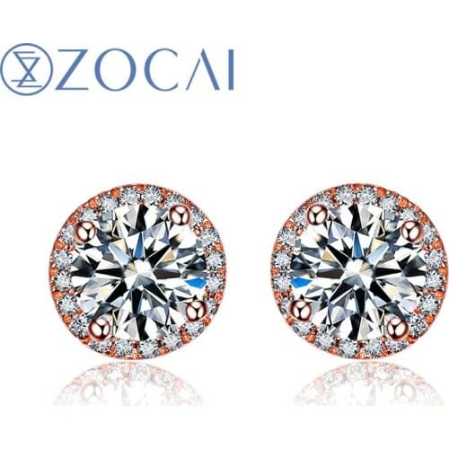 ZOCAI Style Earring 0.55 ct H/SI natural genuine diamond 18K rose gold earrings fine jewelry E00795