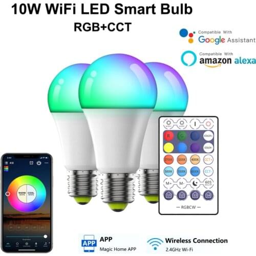 10W WiFi Modern RGB LED E27 Light Home Lighting APP Bluetooth Magic Light Bedroom Lamp Smart Timer Lamp APP Remote Alexa Control