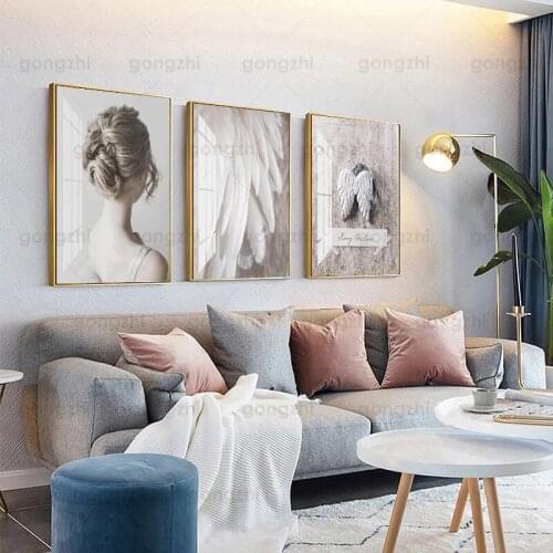 Blonde Angel Girl Wing Living Room Bedroom Caf Clothing Store Wall Home Decor Nobility Printed Poster Hd Modern Canvas Painting
