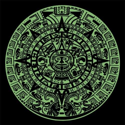 AZTEC CALENDAR Patches for Clothing Luminous Badge Heat transfer printing Noctilucent Patch Clothes Fluorescence Stickers Gifts