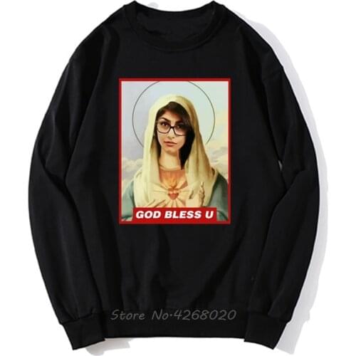 God Bless Mia Khalifa Mens Hoodie Funny Mens Pullover Hoodies Sweatshirt Streetwear Harajuku