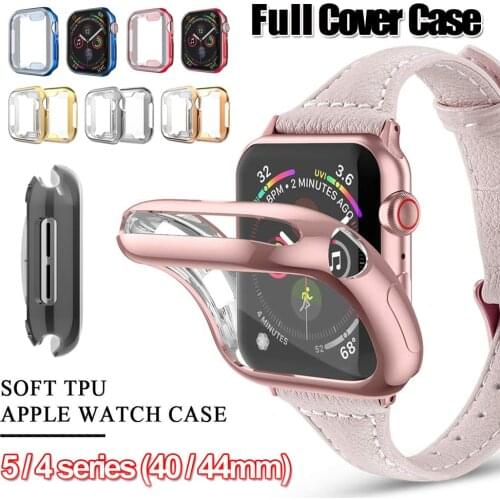 1Pcs Slim Soft Electroplate TPU Case Screen Protectors Full Cover For Apple Watch 5 4 Series 40mm 44mm Smart Watch Accessories
