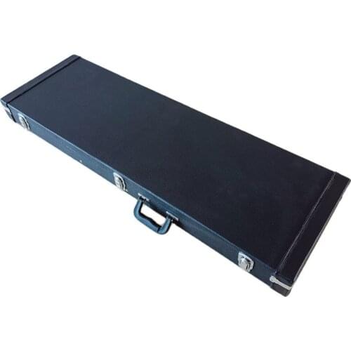 Rectangle Wood Guitar Hardcase Black Electric Guitar/ Electric Bass Guitar Case Cover Stainless Steel Buckle Portable with Lock