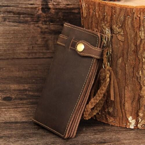 Genuine Leather Oxhide Clip Vintage Men Card Holder Multi-function Document Bag Crazy Horse Style Top Layer Leather Mens Clip