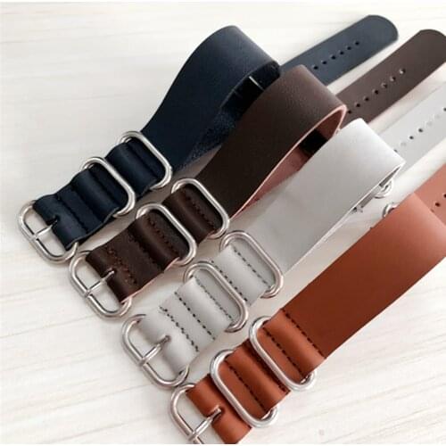 Thicken Leather ZULU Watchband Strap Nato Imitation Leahter Watch band 18mm 20mm 22mm 24mm Watch Accessories