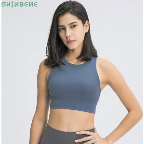 SHINBENE High-neck Push Up Fitness Workout Bras Women High Impact Soft Nylon Dance Yoga Sports Bras Top Athletic Brassiere