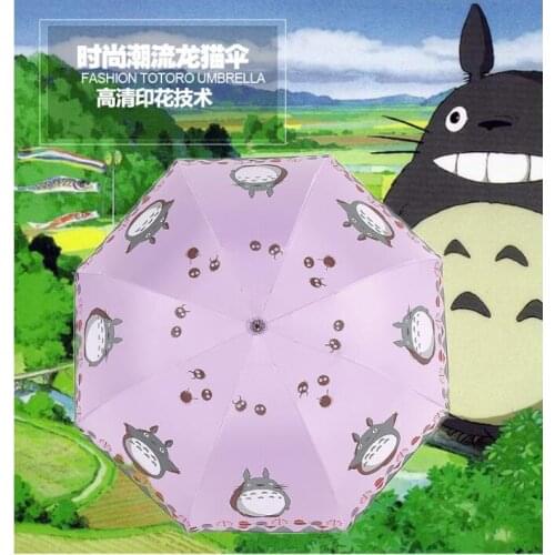 1 piece Totoro Rain 3 Folding Cartoon Rain Sun UV Anti Windproof waterproof Totoro manual Umbrella