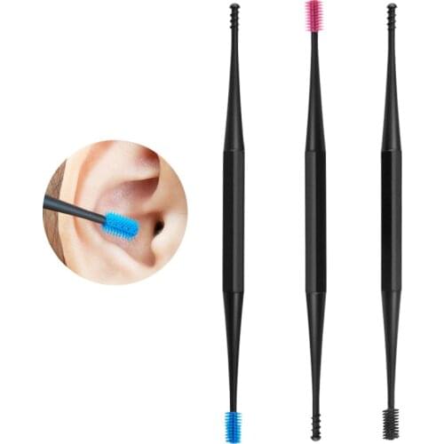 1PC Soft Silicone Double Head Ear Pick Ear Clean Tool Double-ended Earpick Ear Wax Curette Remover Ear Cleaner Spiral Design