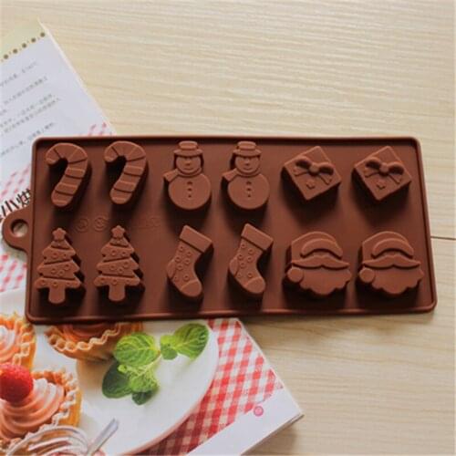 1PC Silicone Cake Mould Christmas Tree Wand Sock Snowman Silicone Chocolate Mold Cake Mold Baking Tools Cake Tools