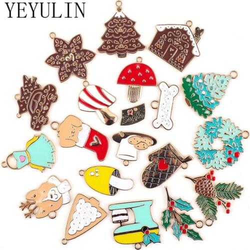 10pcs/lot Mixed Enamel Leaves Flowers House Charms Pendant For Women Girls DIY Earrings Bracelet Neacklace Jewelry Accessories