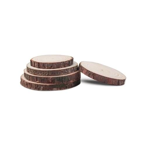 14-30cm Unfinished Natural Round Wood Slices Circles With Tree Bark Log Discs For Diy Crafts Painting Photograph Decoration