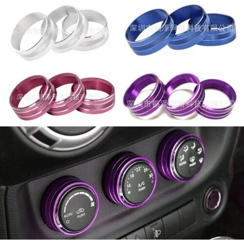 3Pcs/Set Aluminum alloy Car Air Conditioning Knob Switch Button Trim Cover Ring Covers for Jeep Compass Patriot Wrangler