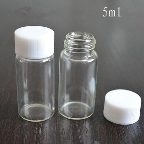 5ml 10ml Empty Jar Cosmetic Containers Glass Sample Bottle With white Cap Small Refillable Bottles Packaging F20172819