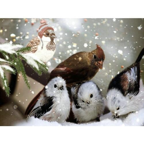 New 5d diy diamond painting bird snow scene icon full square / round diamond embroidery tiger animal home decoration
