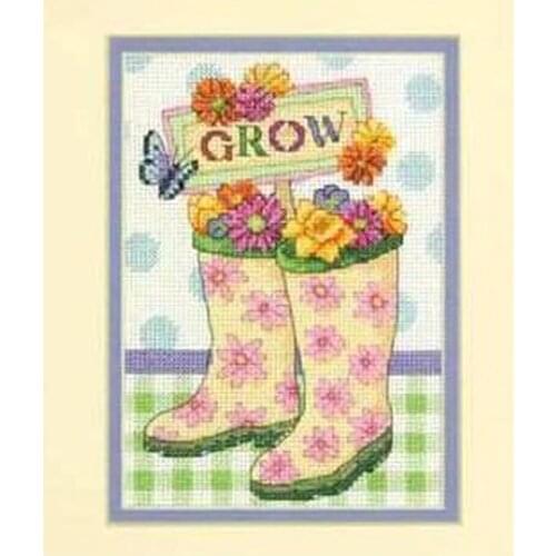 FREE delivery Top Quality hot selling lovely counted cross stitch kit grow children shoes rainshoes boots DIM 65127