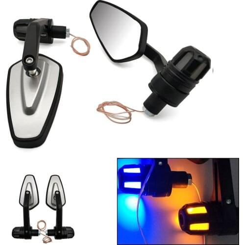 Motorcycle Side Mirror LED Handle Bar End Mirrors Turn Signal light For Yamaha BT1100 XJR400 MT 09 10 FZ 07 09 6 FAZER 6R 8 MT01
