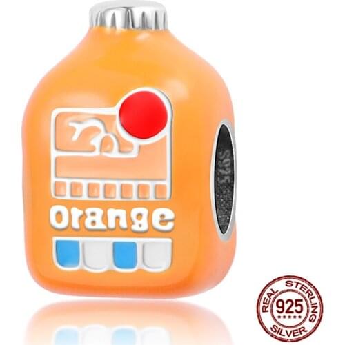 Genuine 925 Sterling Silver Orange Bottle Drink Beads3mm Bracelet&Bangle For Women Birthday Fashion Jewelry Gift