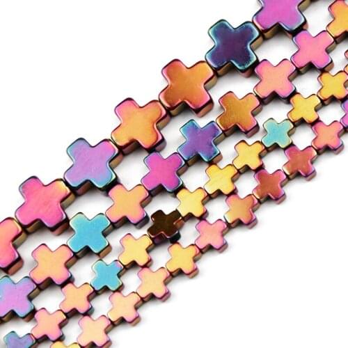 JHNBY Rose Red Cross Hematite Natural Stone 6/8/10mm Spacers Loose Beads For Jewelry Making Diy Bracelets necklace Accessories