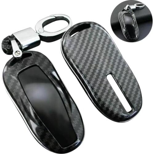 For Tesla Model 3 S key Case Cover ABS Carbon Fiber Protective Key Chain